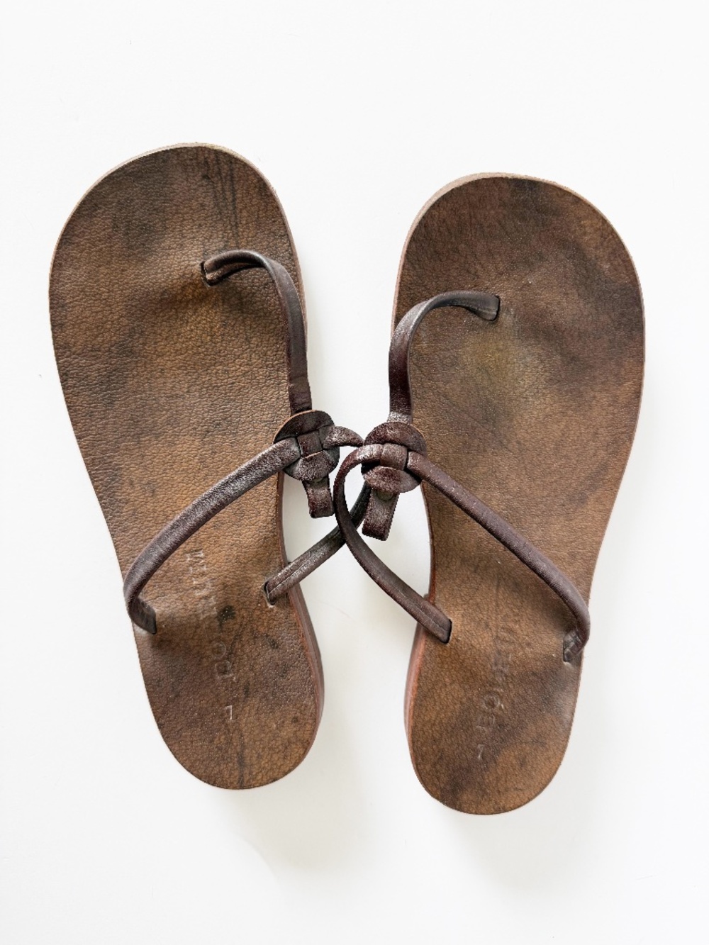 brown leather thong sandals